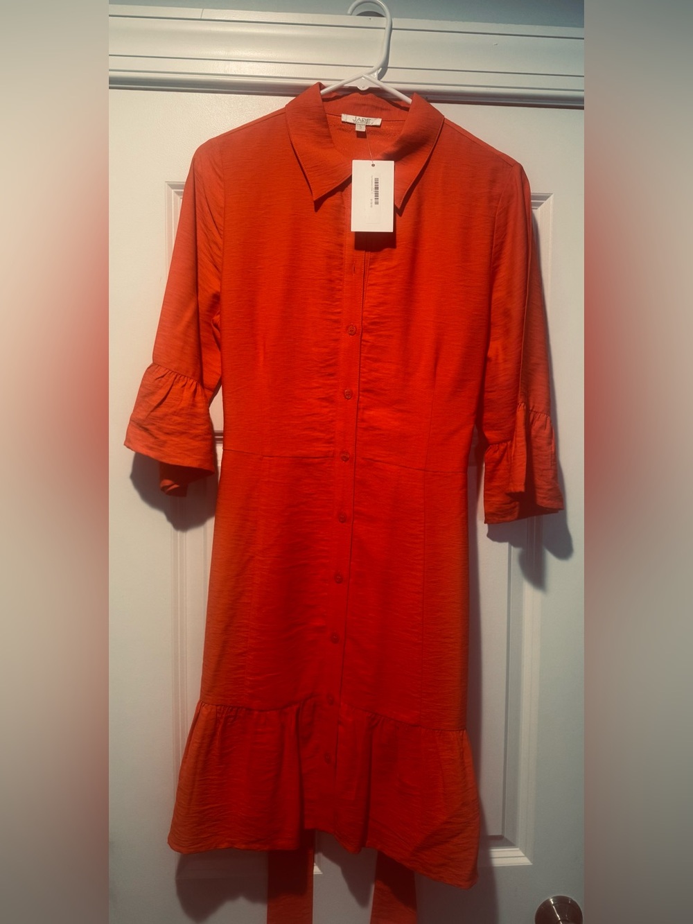 **NWT** Jade Melody Tam Button-Down Midi Shirt Dress in Bright Orange